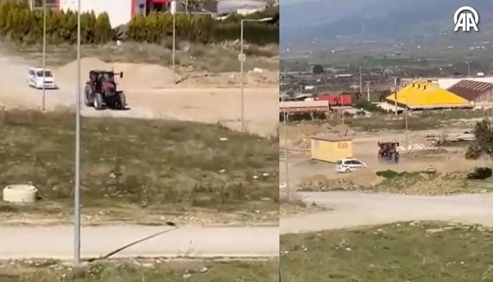 Manisa'da inanılmaz görüntüler!  Traktörle polisten kaçmaya çalışan şahıs, araziye girerek manevra yaptı.